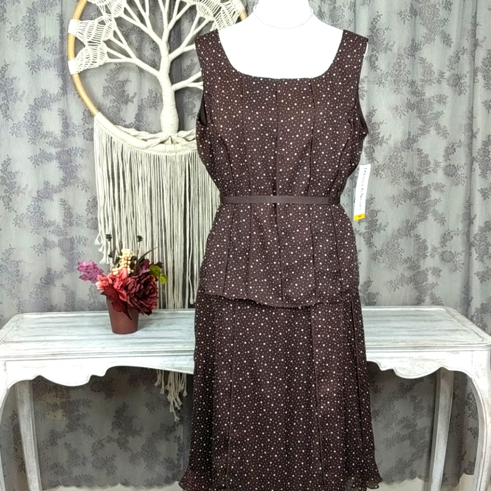 Danny & Nicole brown polka dot two piece set